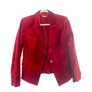 Women’s Red Velvet Blazer, Size 8 from White House Black Market. Worn Once!